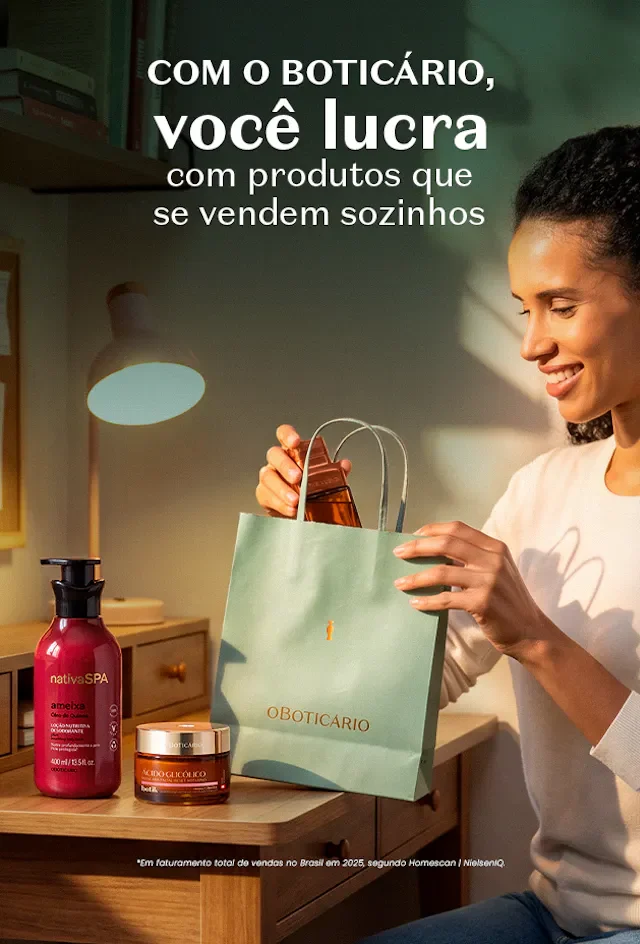 Com O Boticário, você lucra com produtos que se vendem sozinhos.